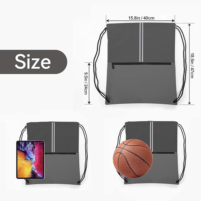 Drawstring Backpack Large Sports Draw String Bag for Men and Women (Urban Gray)