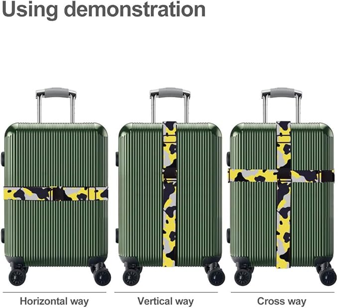 Luggage Straps for Suitcases TSA Approved Easy Pack Organized Suitcase Strap, Luggage Strap, Luggage Belt Strap, Bag Straps for Luggage. Buckle Straps Travel Accessories (Camo)