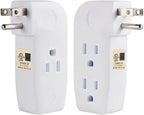 3 Outlet Wall Adapter, UL Listed 1875W/15Amps 3-Prong Grounded Vertical Outlet to The Side, Wall Plug Side Access Adapter, 3 Way Power Splitter Outlet Extender Tap, White (2 Pack), FM-LA30-W