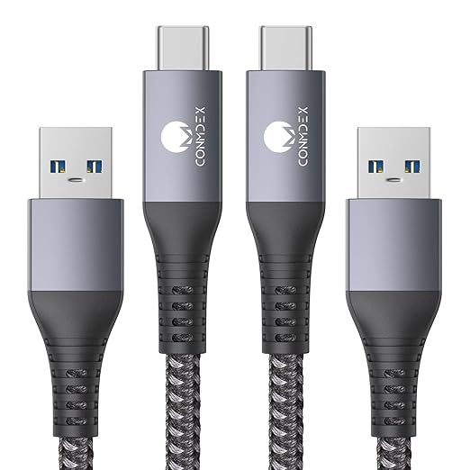 CONMDEX USB A to USB C Cable (10ft, 2-Pack) 10Gbps USB 3.1 Gen 2 Type C Data Transfer Cord, Long Android Auto USB Cable for iPhone 17/16 Plus 17/16 Pro Max Samsung Galaxy S25 PS5 Controller