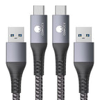 CONMDEX USB A to USB C Cable (10ft, 2-Pack) 10Gbps USB 3.1 Gen 2 Type C Data Transfer Cord, Long Android Auto USB Cable for iPhone 17/16 Plus 17/16 Pro Max Samsung Galaxy S25 PS5 Controller