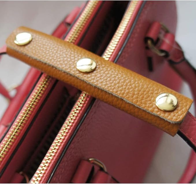 Mcredy 2 Pcs Luggage Handle Wrap Soft Handbag Handle Leather Wrap Cover with Metal Clasp Leather Bag Strap Wrap Covers for Purse Wallet Shopping Travel Bags, Brown