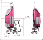 Hand Truck Cart, Folding Luggage Cart with Chair, Portable Grocery Shopping Cart, Large-Capacity Wheeled Trolley for Easy Transport