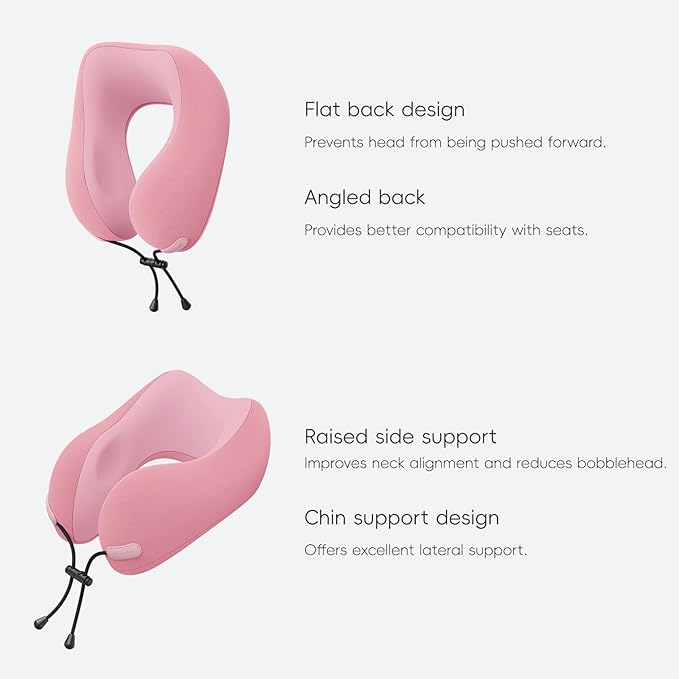 urnexttour Neck Pillow and Blanket Set for Travel Memory Foam Design Models Pillows with Eye Mask and 50% More Storage Bag Traveling Essentials Plane Car Flight Rest Sleeping Use Adult, Pink