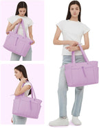Wandering Nature Puffer Tote Bag with Cup Holder & Laptop Compartment & Trolley Sleeve for Travel, Work, Nurse, Women