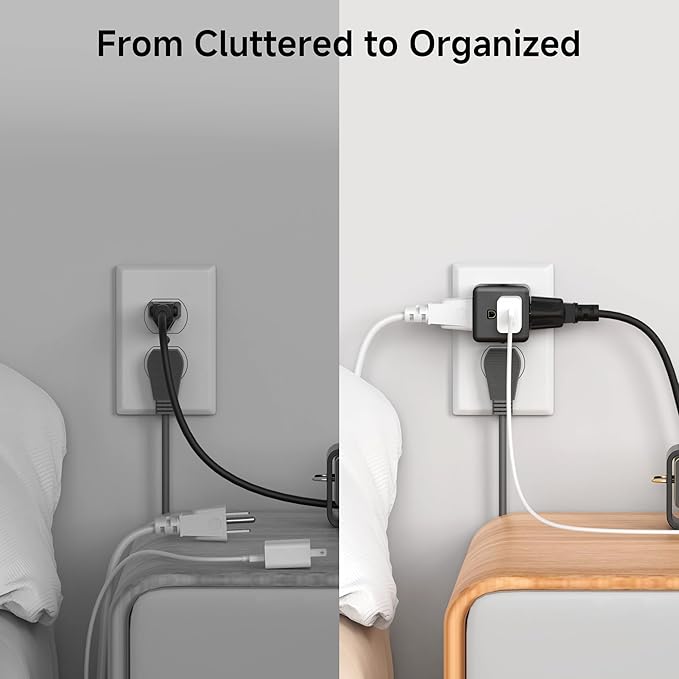 [ETL Listed] Cable Matters 3-Pack 3 Outlet Wall Adapter (Grounded Cube Tap, Outlet Splitter, 3 Way Plug Adapter, 3-Prong Power Splitter), Black
