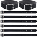 GORGECRAFT 10Pcs PU Leather Luggage Labels Strap Adjustable Faux Black Luggage Tag Loops Replacement Belts with Metal Buckle Watch Band Straps for Suitcase Travel Secure Storage Hanging Accessories