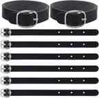 GORGECRAFT 10Pcs PU Leather Luggage Labels Strap Adjustable Faux Black Luggage Tag Loops Replacement Belts with Metal Buckle Watch Band Straps for Suitcase Travel Secure Storage Hanging Accessories