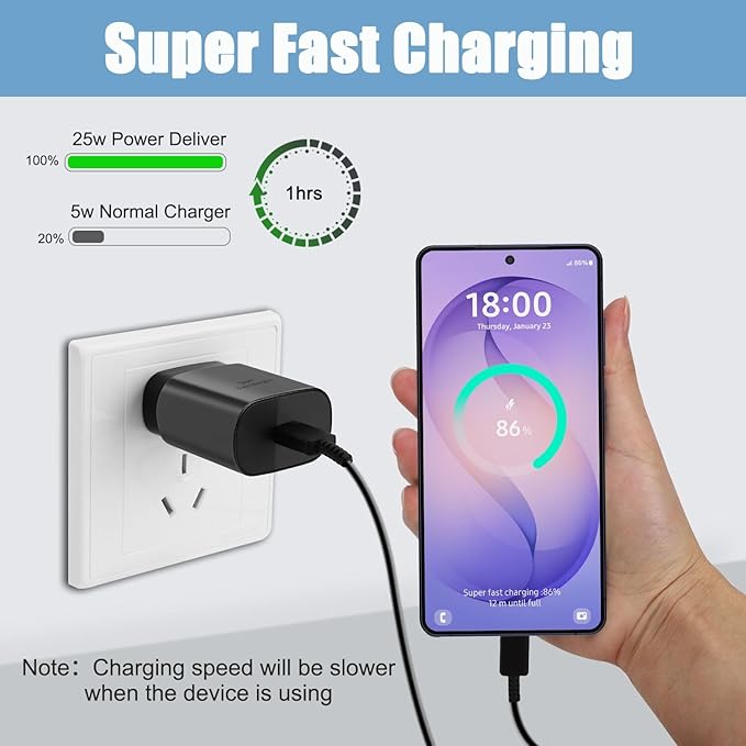 S26 S25 S24 S23 S22 Fast Charger for Samsung Phone,25W USB C Charger Android Chargers Type C Charger Fast Charging Block 10Ft USB C Cable Cord for Samsung Galaxy S26/S25/S24/S23/S22/S21/S20/Plus/Ultra