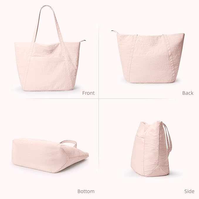 WLLWOO Large Gym Tote Bag for Women Sport Yoga, 24L Travel Beach Bag Lightweight Zipper Shoulder Handbag for Daily Work