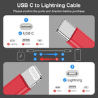 2Pack Red Fast Charger Cable 10ft [Apple MFi Certified], USB Type C to Lightning Cable 10 Foot for Apple iPhone 14/13 /12 Pro XR XS Max X 8 Plu