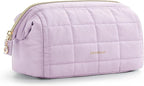 BAGSMART Makeup Bag Travel Toiletry Bag, Puffy Padded Make Up Bags for Women Makeup Organizer Case, Wide-open Pouch Purse Travel Essentials Toiletries Accessories Brushes, Lavender Purple