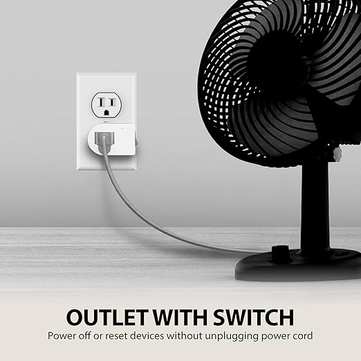 Fosmon Grounded Outlet with ON/Off Switch, 3 Prong Electrical Plug Outlet Extender Switch, 245J Single Port Power Adapter Surge Protector, 15A Circuit Breaker, White, ETL Listed