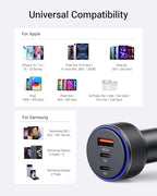 Car Charger for iPhone 17/17 Pro Max USB C Fast Charger,2Pack 90W 3-Port Charger Adapter for iPhone 16/16 Plus/16 Pro/16 Pro Max/15/14/Pro Max/AirPods4/ iPad Pro/Mini, (USB C to C Cable)