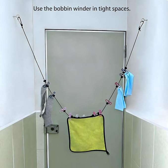 Portable Travel Clothesline with Line Winder Camping Clothesline for Indoor Outdoor Cruise Clothes line RV Clothes line Hotel Laundry line