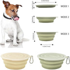 Medium Collapsible Dog Bowl 23oz,2 Pack Portable and Foldable Pet Travel Bowls with 2 Carabiners & Lids for Dogs Cats and Small Animals (Macaron Yellow+Green, 650ml)