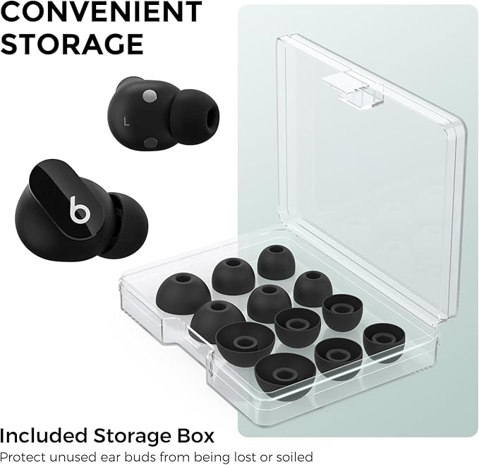 AhaStyle Ear Tips for Beats Studio Buds/Powerbeats Pro 2/Solo Buds/Fit Pro/Studio Buds+【Fit in The Charging Case】6 Pairs S/M/L Silicone Ear Covers Replacement Tips for Beats Wireless Bluetooth Earbuds