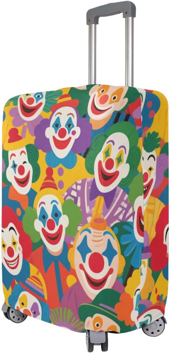 Colorful Cartoon Cute Clown Elastic Large Luggage Cover Washable Elastic Suitcase Covers Luggage Protector Fit 18-32 Inch Luggage, Colorful Cartoon Cute Clown, XL 29-32 in, casual