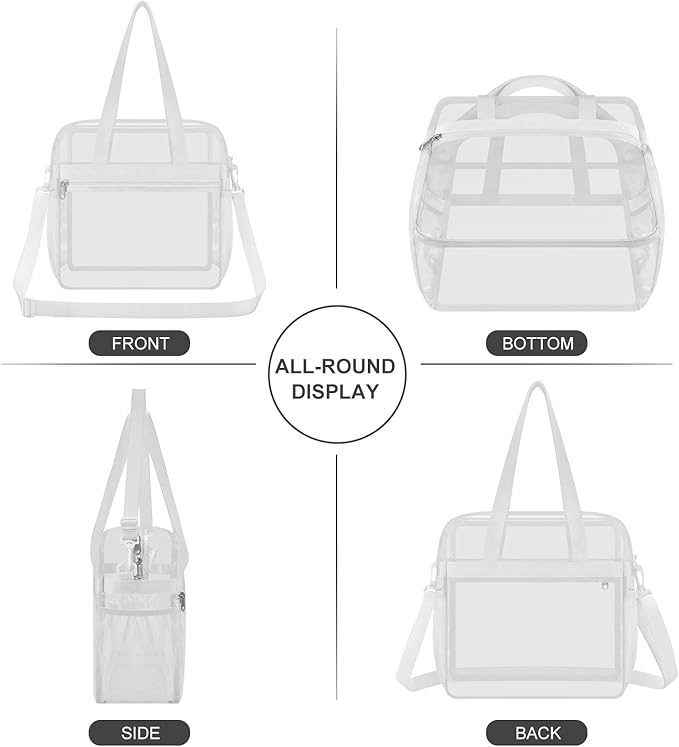 USPECLARE Clear Bag for Stadium Events,Transparent Bag for Work Sports Games Concerts Travel Gym