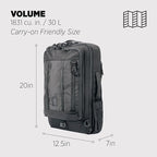Topo Designs Global Travel Bag – 30L or 40L - Carry-On Compliant Most Airlines, Durable Travel Duffel Bag, Clam Shell Main Pocket, Laptop Sleeve, Backpack, Luggage (30L / Black)