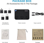 Universal 100V-220V Travel Converter，250W Voltage Converter with 2 USB and 2 USB-C Charging Ports and 3 AC Plugs for curlers, straighteners, Included Plugs are Type A, C, D, G, I, L
