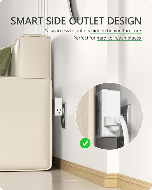 LENCENT Multi Plug Outlet Extender, 2 Pack, 3 Outlets Splitter with 3 USB Ports, USB Brick, Wall Charger, 3 Prong Power Charging Box Expander for Home, Office, Hotel - White