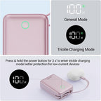Hichain Portable Charger 20000mAh Power Bank 35W Power Bank Fast Charging Battery Pack with Dual in Cables Compact Battery Bank with Digital Display for iPhone Android Portable Phone Charger Pink