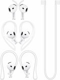 A-Focus Anti-Slip Set for AirPods 4 Silicone Adjustable Ear Hook Ergonomic Design Wings Wingtip Ear Hooks Tips Strap Sport Earbuds Accessories Eartip Compatible with AirPods 4th White