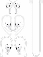 A-Focus Anti-Slip Set for AirPods 4 Silicone Adjustable Ear Hook Ergonomic Design Wings Wingtip Ear Hooks Tips Strap Sport Earbuds Accessories Eartip Compatible with AirPods 4th White