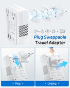 DOACE 220V to 110V Converter - 350W Cordless Voltage Converter US to Europe Power Adapter Combo with 4-Port USB Charging & Worldwide Plugs (UK/AU/US/EU) for Hair Straightener, Curler, Phone