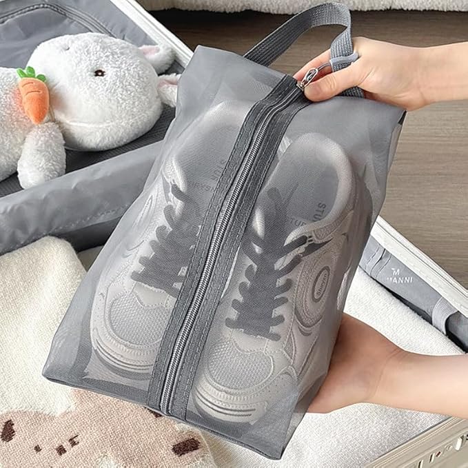 Portable Golf Shoes Bag, Travel Shoes Bag with Ventilation, Shoes Storage Organizer with Zipper Closuren for Outdoor, Sports, Golf, Travel, Gem (Gray)