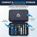 RBX Nail Clipper Set for Men, 7 Pcs Deluxe Grooming Kit for Men - Includes Toe & Finger Nail Clippers, Nail File, Slanted Tweezer, Manicure Scissors, Comes in Silicone Travel Case