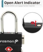 Fosmon TSA Approved Luggage Locks, Suitcase Travel Lock with Push Release Button for Extra Security, 3 Digit Combination Padlock for Gun Case Backpack Zipper Anti Theft Gym Locker - Black, 3 Pack