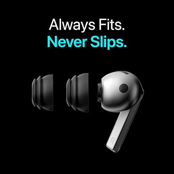 Premium Multi-Flange Eartips for Galaxy Buds3 Pro (Black, Large) – Always Fits, Never Slips