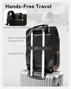 Rolling Backpack for Women, Travel Backpack with Wheels, Dual-Opening Wheeled Laptop Backpack, Stylish Rolling Laptop Bag, Overnight Underseat Carry on Luggage for College Business Work, Beige Brown