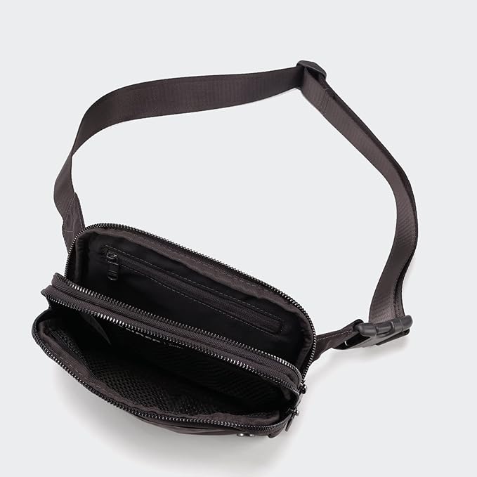 Pander Everywhere Belt Bag for Women, 5 Zipper Pockets Nylon Crossbody Fanny Pack Purse (Dim Grey)