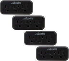 Maxxima 3 Grounded Multi Outlet Adapter Wall Plug - Outlet Extender Wall Tap, Turns 1 Outlet into 3, Indoor 3 Way Plug Splitter - Black - 4 Pack