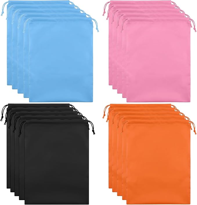 Shoe Bags for Travel, 15.7" x 11.8" Travel Shoe Bags for Packing, Large Waterproof Portable Drawstring Travel Shoe Storage Bag Travel Essentials Women for and Men (Orange & Black & Pink & Blue)