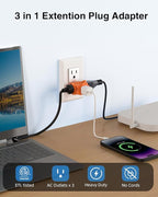 K KASONIC - 3-Outlet Grounding Adapter, Multiple Plug Outlet Extender, Power Splitter, [ETL Listed] Heavy-Duty Grounded Power Tap - 4 Pack, Orange