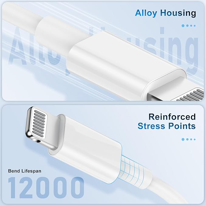 TUMABER 2 Pack Apple MFi Certified iPhone Charger Cable 3Ft, Lightning to USB Cord 3 Foot, 2.4A Fast Charging,Apple Phone Long Chargers for 13/12/11/11Pro/11Max/ X/XS/XR/XS Max/8/7/6, White (C36W4)