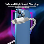 iPhone Charger 3 Pack 10 ft Apple MFi Certified Lightning Nylon Braided Cable Fast Charging Cord Compatible with iPhone 13 12 11 Pro Max XR XS X 8 7 6 Plus SE iPad and More