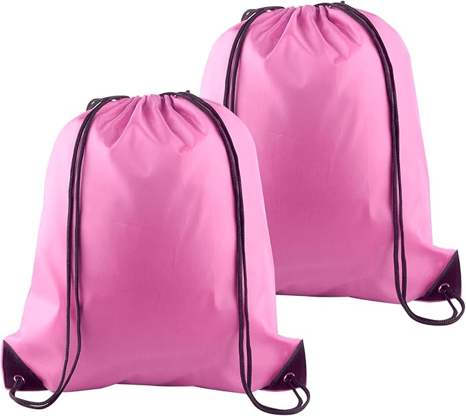 PLULON 2Pcs Drawstring Bags Bulk Pink Drawstring Backpack String Backpack Cinch Sack Sport Gym Backpack Bags for Yoga Traveling Outdoor Sports