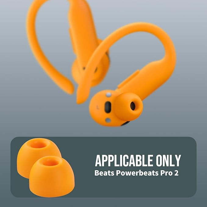 10 Pairs for Beats Powerbeats Pro 2 Ear Tips with Cleaning Kit, Non-Slip Soft Silicone Fit in Case Beats Earbuds Replacement Tips for Beats Powerbeats Pro 2 - Electric Orange