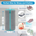 Shoe Washing Machine Bag – 2 Pcs Reusable Laundry Shoe Bag, 360° Deep Cleaning Sneaker Washing Bag, Durable Mesh Net with Zipper Protection, Fits All Shoe Types & Sizes (Grey, 14.8 × 7.4 Inches)