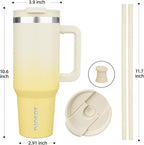BJPKPK 40 oz Tumbler With Handle Insulated Tumblers With Lid And Straw Stainless Steel Thermal Cup,Lemon