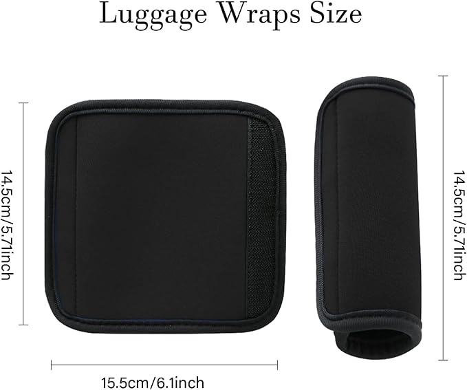2 Pack Luggage Handle Wraps for Suitcase, Bright Color Comfort Soft Handle Covers (Black)