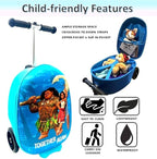Fast Forward Moana 18" Ride-On Suitcase Scooter - Lightweight Carry-On Foldable Scooter Luggage