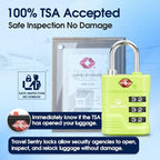 SURE LOCK TSA Approved Luggage Lock – 3-Digit Resettable Combination Padlock with Open Alert Red Dot, Large Easy-Read Dials for Suitcases, Backpacks, Gym & School Lockers (Green 4 pk)