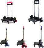 Backpack Trolley with Wheels, Foldable Luggage Trolley,6 Wheels Rolling-Luggage Carts, Aluminium Alloy Travel Hand Trolley for Bags Lunch Backpack