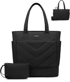 LOVEVOOK Tote Bag for Women, Puffer Work Travel Handbag with Zipper for Teacher Nurse, Quilted Cute Laptop Shoulder Gym Bag